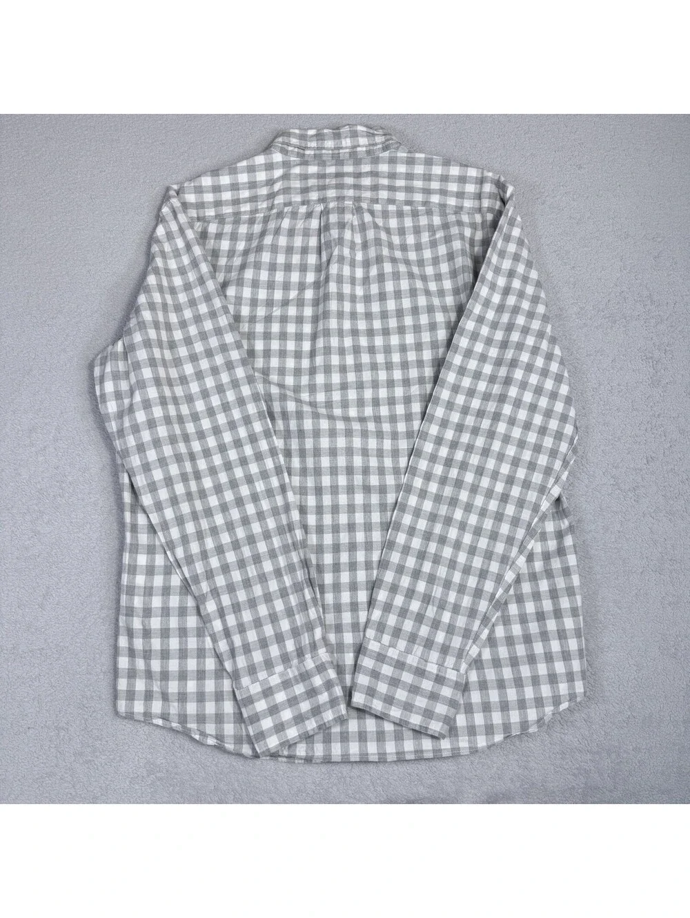 J.Crew Shirt Mens Medium White Gray Gingham Plaid Long Sleeve Slim Untucked VTG
